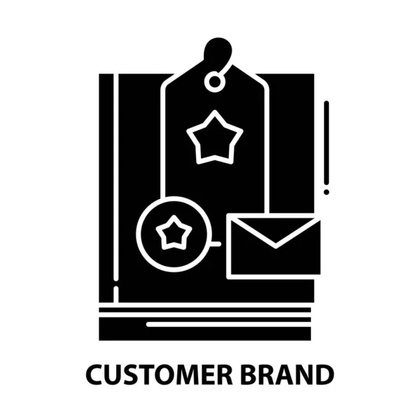Ícone de marca do cliente, sinal de vetor preto com traços editáveis, ilustração conceito — Vetor de Stock