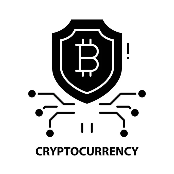 加密货币图标，带有可编辑笔划的黑色矢量符号，概念说明 — 图库矢量图片