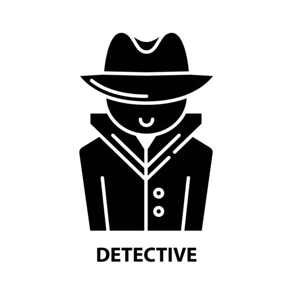 Icône détective, signe vectoriel noir avec touches modifiables, illustration de concept — Image vectorielle
