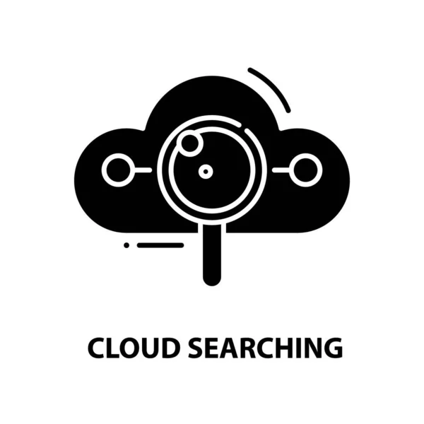 Icono de búsqueda en la nube, signo de vector negro con trazos editables, ilustración de concepto — Vector de stock