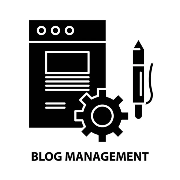 Blog management icoon, zwart vectorteken met aanpasbare slagen, concept illustratie — Stockvector