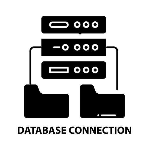 Icona di connessione al database, segno vettoriale nero con tratti modificabili, illustrazione concettuale — Vettoriale Stock