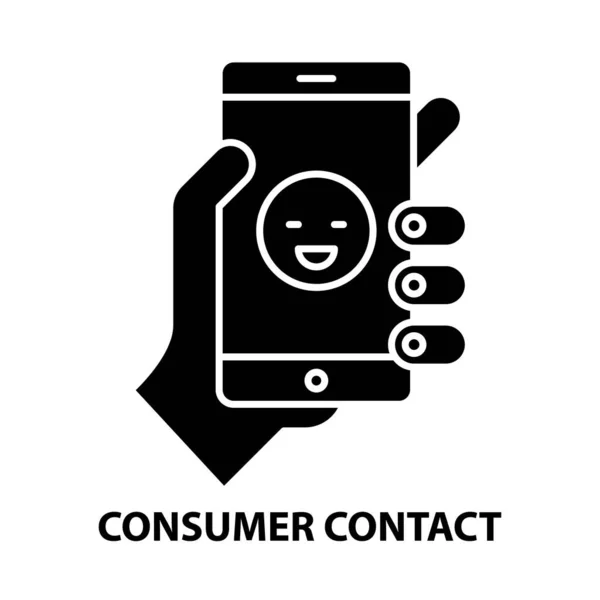 Ikona spotřebitelského kontaktu, černý vektorový znak s upravitelnými tahy, koncept ilustrace — Stockový vektor