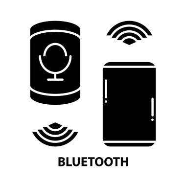 Bluetooth simgesi, düzenlenebilir vuruşlarla siyah vektör işareti, konsept illüstrasyon