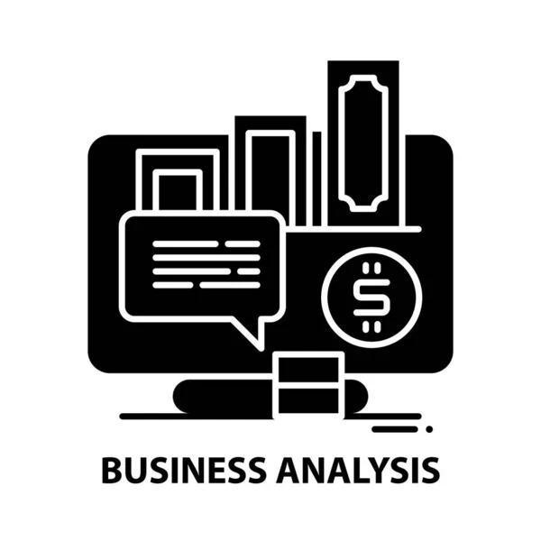 Business analysis icon, μαύρο διάνυσμα υπογράψει με επεξεργάσιμο εγκεφαλικά επεισόδια, εικόνα έννοια — Διανυσματικό Αρχείο