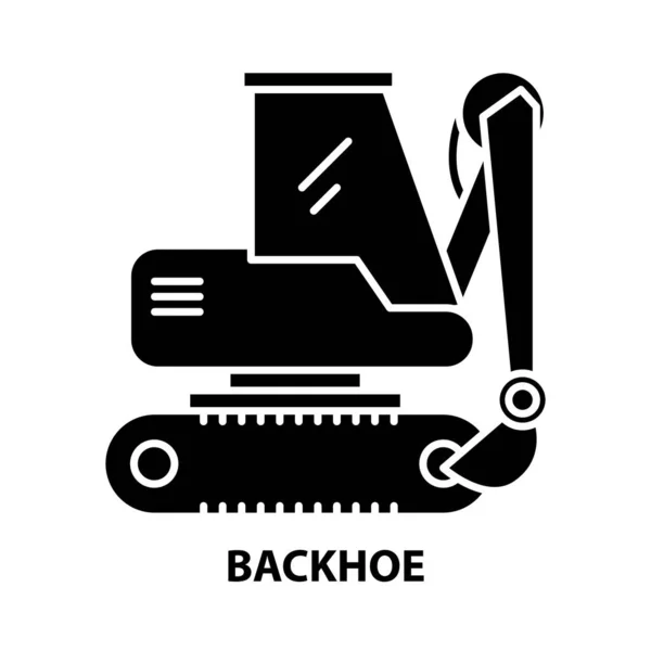 Backhoe icoon, zwart vectorbord met instelbare slagen, concept illustratie — Stockvector