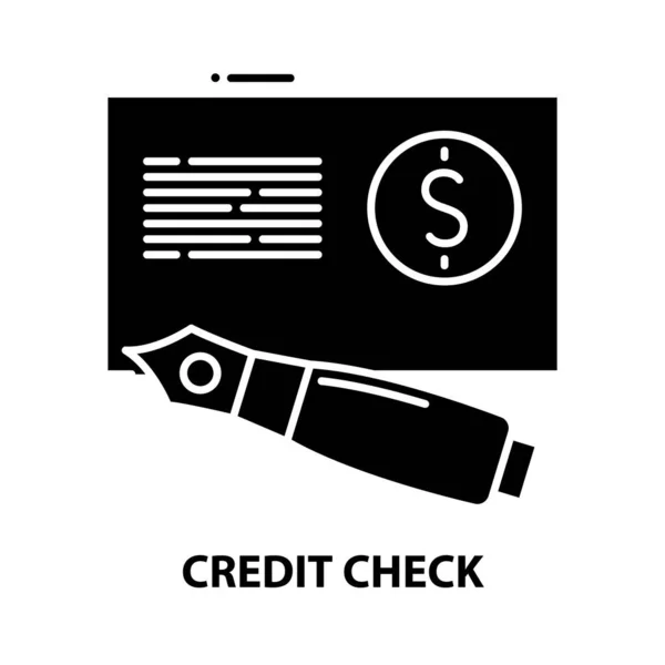 Credit check icoon, zwart vectorteken met aanpasbare slagen, concept illustratie — Stockvector