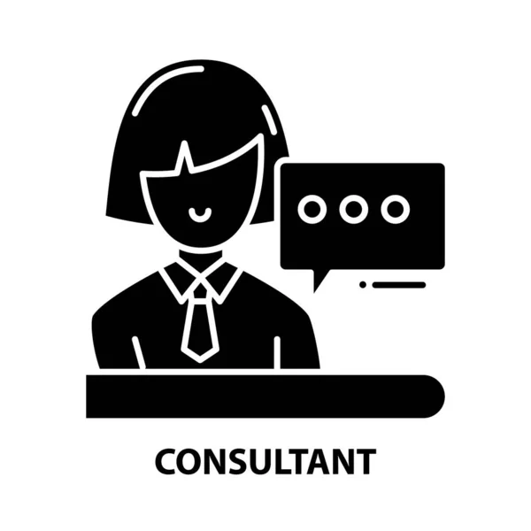 Icône de consultant, signe vectoriel noir avec traits modifiables, illustration de concept — Image vectorielle