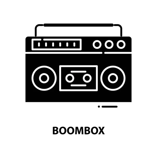 Boombox icon, black vector sign with editable strokes, concept illustration — Stock Vector