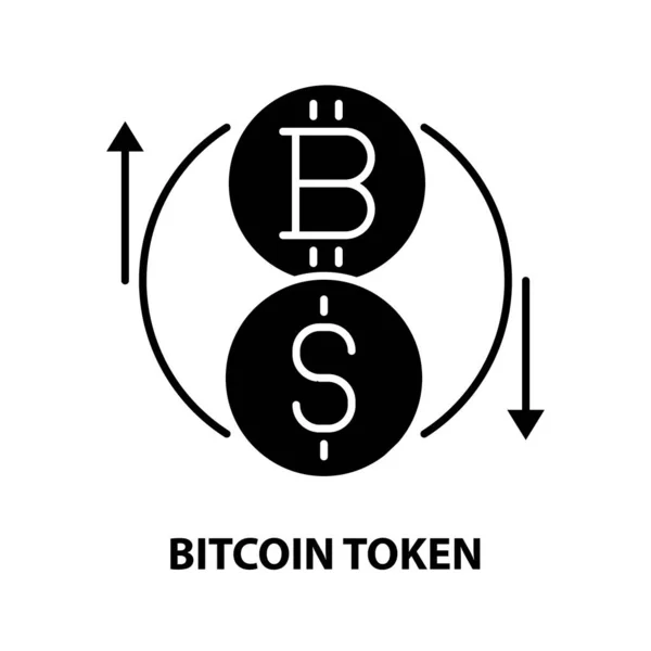 Bitcoin-Symbol, schwarzes Vektorzeichen mit editierbaren Strichen, Konzeptillustration — Stockvektor