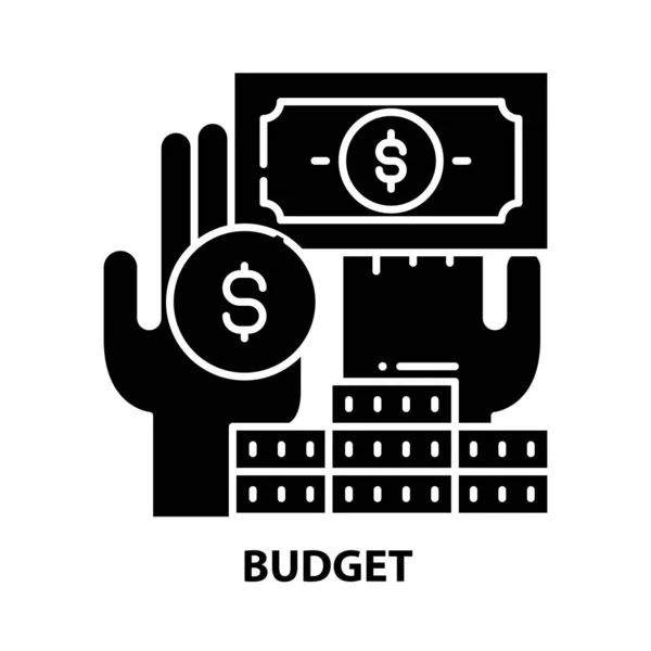 Icône de budget, signe vectoriel noir avec touches modifiables, illustration de concept — Image vectorielle