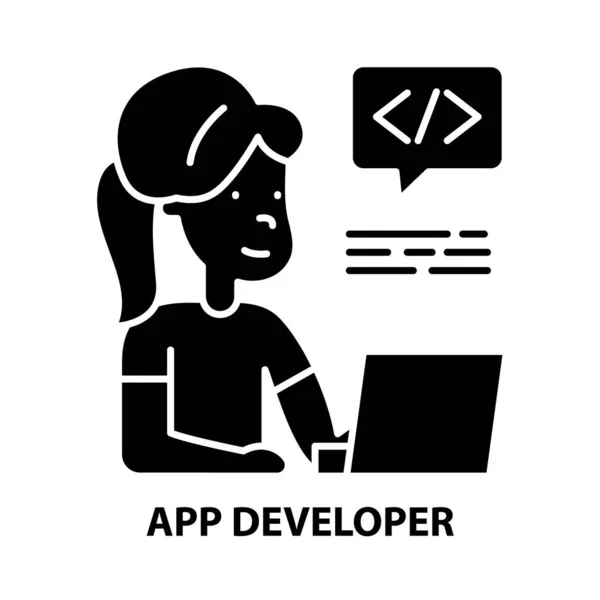 Icono de desarrollador de aplicaciones, signo de vector negro con movimientos editables, ilustración de concepto — Vector de stock