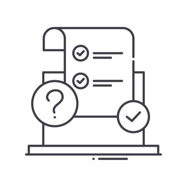 Çevrimiçi anket simgesi, doğrusal izole edilmiş illüstrasyon, ince çizgi vektörü, web tasarım işareti, düzenlenebilir beyaz arkaplan üzerinde çizgi konsept sembolü.