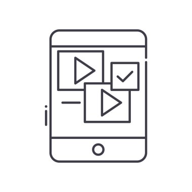 Çevrimiçi abonelik simgesi, doğrusal izole resimleme, ince çizgi vektörü, web tasarım işareti, düzenlenebilir konsept sembolü beyaz arkaplan üzerinde.