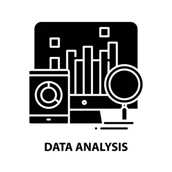 Icône de symbole d'analyse de données, signe vectoriel noir avec traits modifiables, illustration de concept — Image vectorielle
