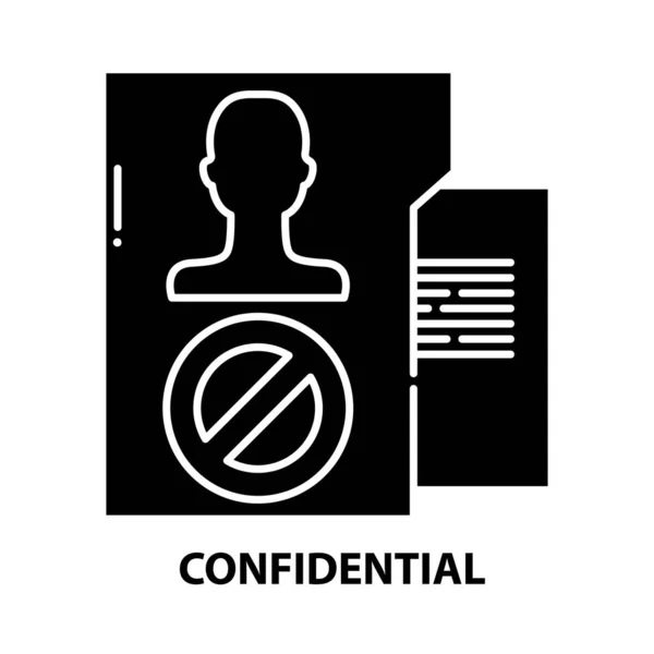 Confidential icon, black vector sign with editable strokes, concept illustration — Stock Vector