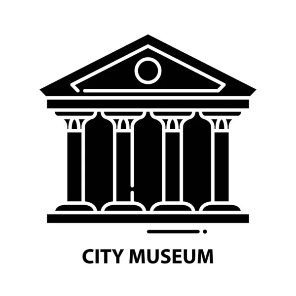 Icono del museo de la ciudad, signo de vector negro con trazos editables, ilustración de concepto — Vector de stock