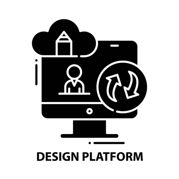 Ícone de plataforma de design, sinal vetorial preto com traços editáveis, ilustração conceito — Vetor de Stock