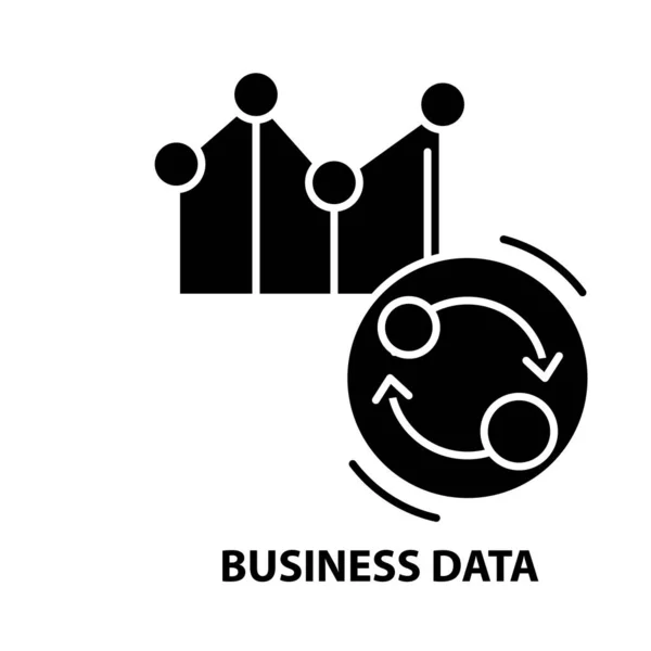 Icono de datos de negocios, signo de vector negro con trazos editables, ilustración de concepto — Archivo Imágenes Vectoriales