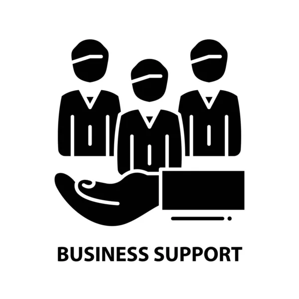 Ícone de símbolo de suporte empresarial, sinal de vetor preto com traços editáveis, ilustração de conceito —  Vetores de Stock