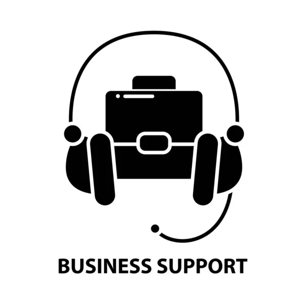 Business support icoon, zwart vectorteken met aanpasbare slagen, concept illustratie — Stockvector