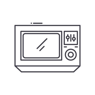 Eski televizyon simgesi, doğrusal izole edilmiş illüstrasyon, ince çizgi vektörü, web tasarım işareti, düzenlenebilir beyaz arkaplan üzerinde çizgi konsept sembolü.