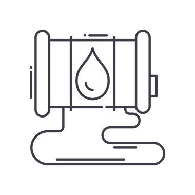 Petrol sızıntısı simgesi, doğrusal izole edilmiş illüstrasyon, ince çizgi vektörü, web tasarım işareti, beyaz arkaplanda düzenlenebilir inme ile ana çizgi konsept sembolü.