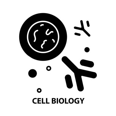 hücre biyolojisi simgesi, düzenlenebilir vuruşlarla siyah vektör işareti, konsept illüstrasyon