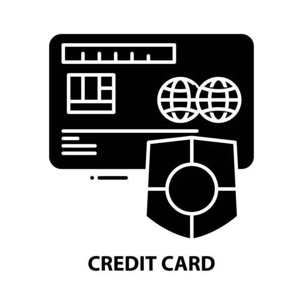 Credit card icoon, zwart vectorteken met instelbare slagen, concept illustratie — Stockvector