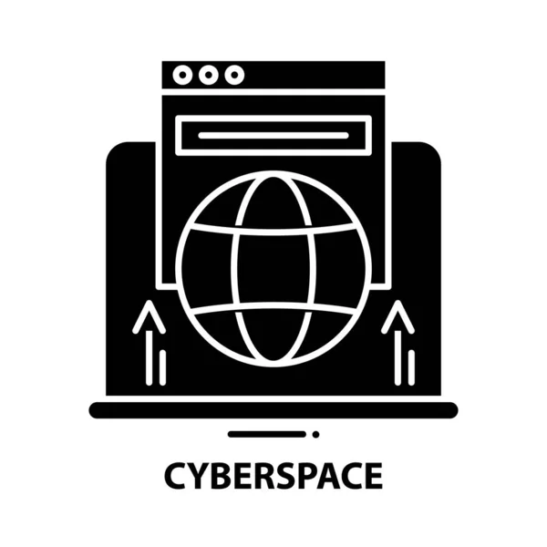 Cyberspace-Symbol, schwarzes Vektorzeichen mit editierbaren Strichen, Konzeptillustration — Stockvektor