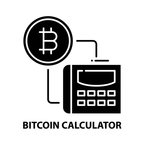 Bitcoin kalkulátor ikon, fekete vektor jel szerkeszthető stroke, koncepció illusztráció — Stock Vector
