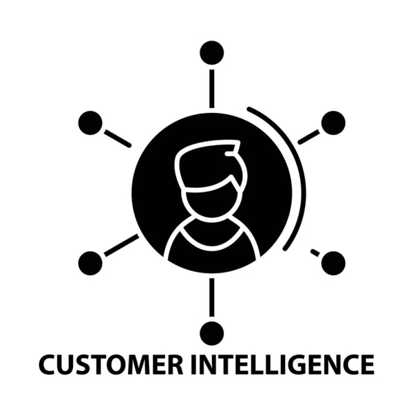 Ícone de inteligência do cliente, sinal de vetor preto com traços editáveis, ilustração conceito — Vetor de Stock