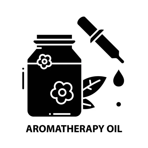 Ícone de óleo aromaterapia, sinal de vetor preto com traços editáveis, ilustração conceito — Vetor de Stock