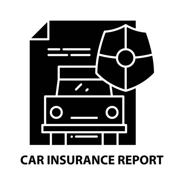 Icono del informe de seguro de coche, signo de vector negro con movimientos editables, ilustración de concepto — Archivo Imágenes Vectoriales