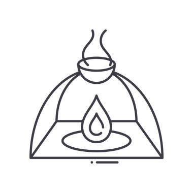 Yağ yakıcı simgesi, doğrusal izole edilmiş illüstrasyon, ince çizgi vektörü, web tasarım işareti, düzenlenebilir konsept sembolü beyaz arkaplanda..