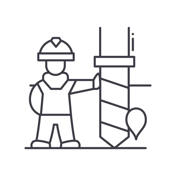 Icona del business petrolifero, illustrazione lineare isolata, vettore di linea sottile, segno di progettazione web, simbolo del concetto di contorno con tratto modificabile su sfondo bianco. — Vettoriale Stock