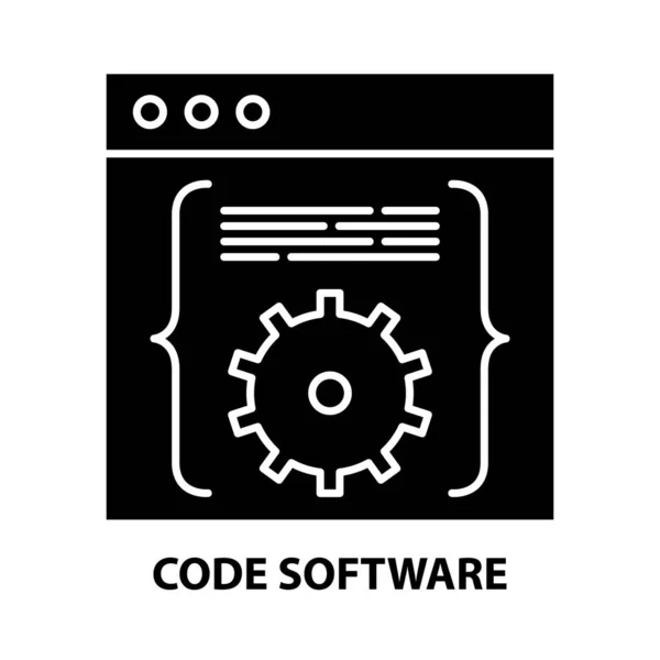 Ikona oprogramowania kodu, czarny znak wektora z edytowalnymi pociągnięciami, ilustracja koncepcyjna — Wektor stockowy