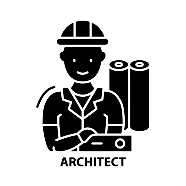 Architektensymbol, schwarzes Vektorzeichen mit editierbaren Strichen, Konzeptillustration — Stockvektor