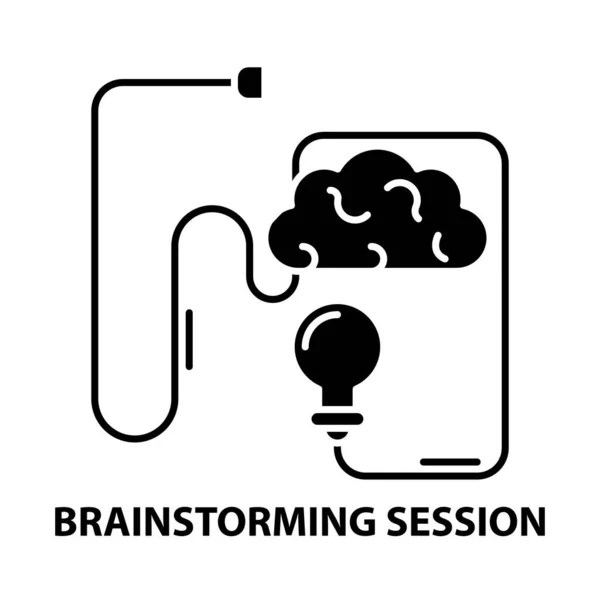 Ikona brainstorming session, černý vektorový znak s upravitelnými tahy, koncept ilustrace — Stockový vektor