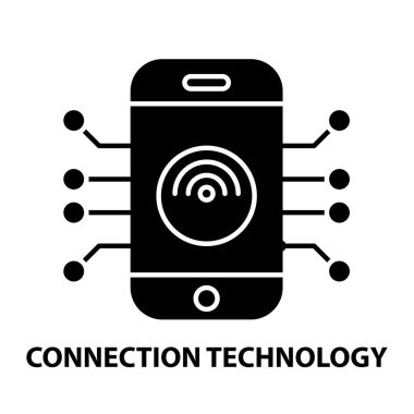 bağlantı teknolojisi simgesi, düzenlenebilir vuruşlarla siyah vektör işareti, konsept illüstrasyon