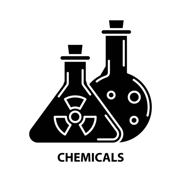 Иконка химикатов, знак черного вектора с редактируемыми штрихами, концептуальная иллюстрация — стоковый вектор
