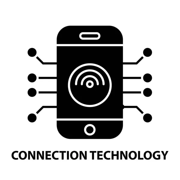 Icône de technologie de connexion, signe vectoriel noir avec touches modifiables, illustration de concept — Image vectorielle