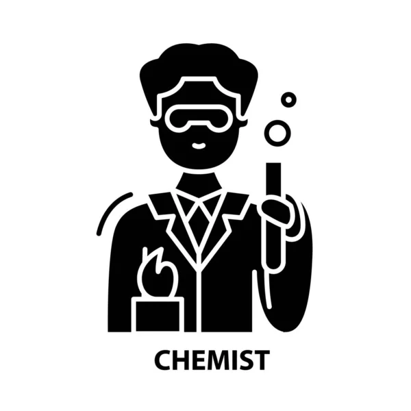 Ikona chemika, czarny znak wektorowy z edytowalnymi pociągnięciami, ilustracja koncepcyjna — Wektor stockowy