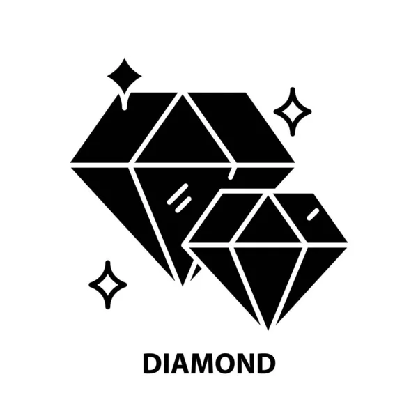Icône en diamant, signe vectoriel noir avec touches modifiables, illustration de concept — Image vectorielle