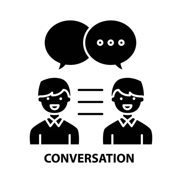 Conversatie icoon, zwart vectorteken met aanpasbare slagen, concept illustratie — Stockvector