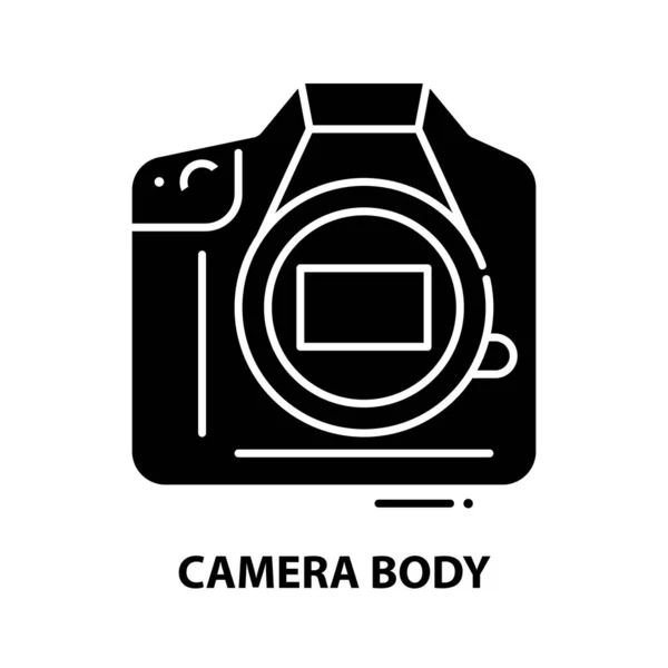 Icona del corpo della fotocamera, segno vettoriale nero con tratti modificabili, illustrazione concettuale — Vettoriale Stock