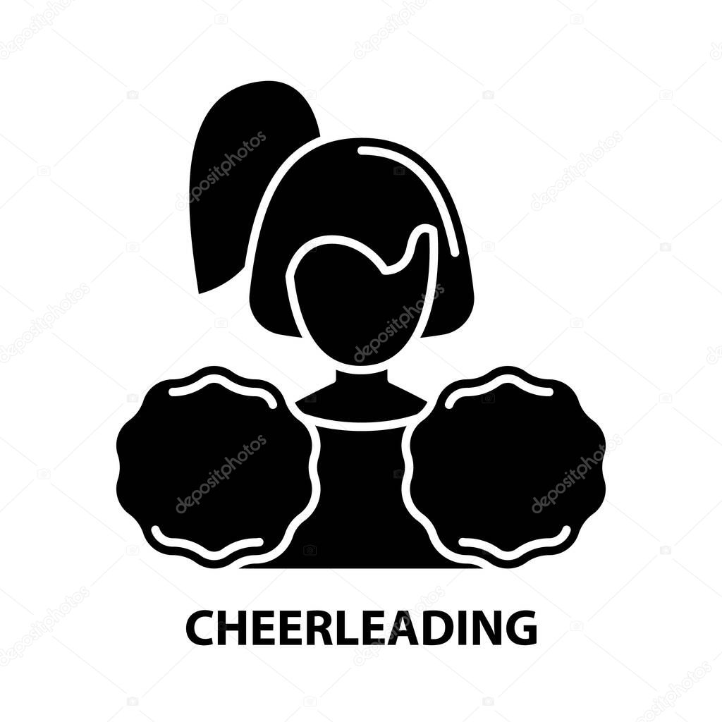 cheerleading icon, black vector sign with editable strokes, concept illustration