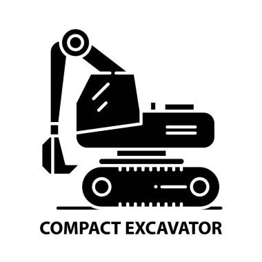 kompakt kazıcı simgesi, düzenlenebilir vuruşlarla siyah vektör işareti, konsept illüstrasyon