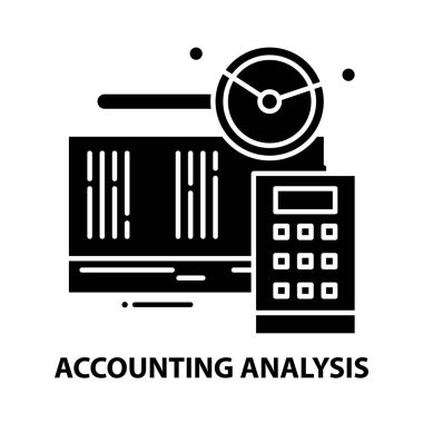 muhasebe analiz simgesi, düzenlenebilir vuruşlarla siyah vektör işareti, konsept illüstrasyon