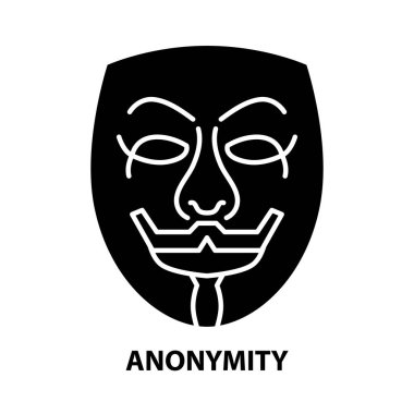 anonimlik sembolü simgesi, düzenlenebilir vuruşlarla siyah vektör işareti, konsept illüstrasyon